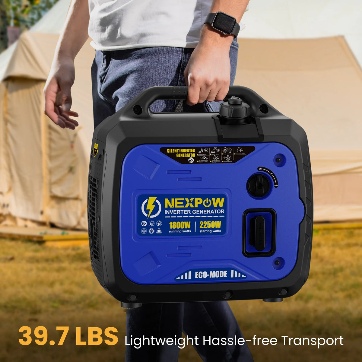 2250W Portable Inverter Generator, Gasoline Power Quiet Lightweight for Backup Home & Camping, Eco-Mode Feature, Parallel Capability, EPA Compliant