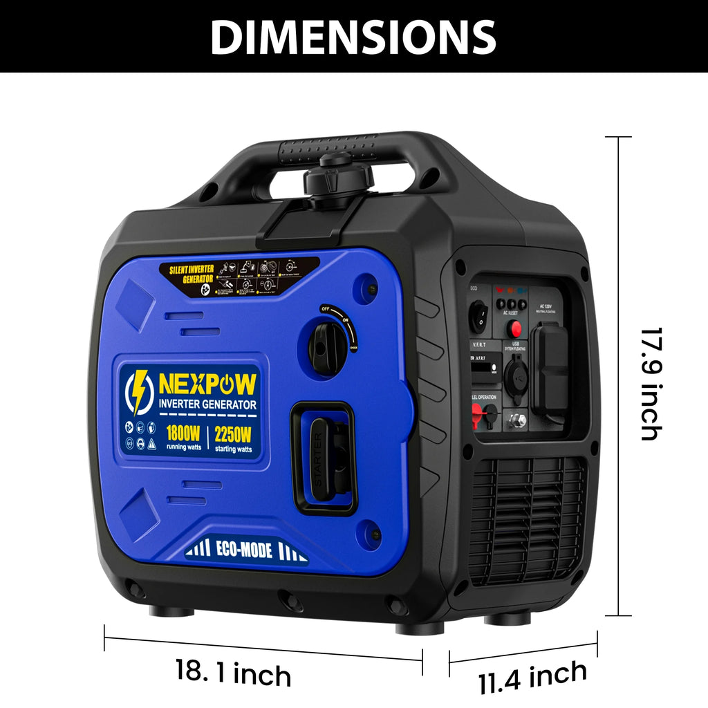 2250W Portable Inverter Generator, Gasoline Power Quiet Lightweight for Backup Home & Camping, Eco-Mode Feature, Parallel Capability, EPA Compliant